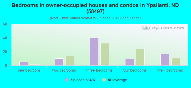 Bedrooms in owner-occupied houses and condos in Ypsilanti, ND (58497) 