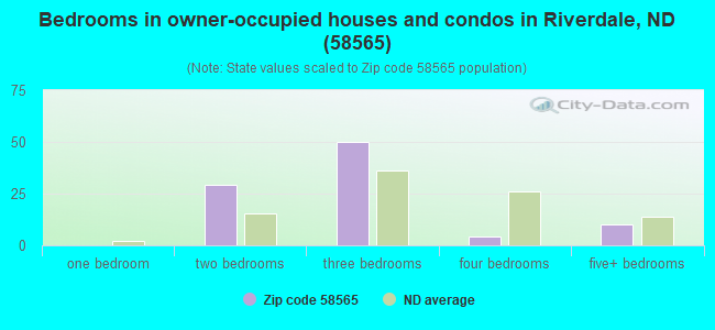 Bedrooms in owner-occupied houses and condos in Riverdale, ND (58565) 