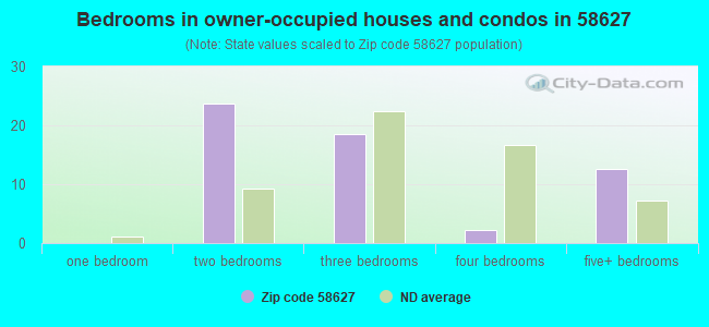 Bedrooms in owner-occupied houses and condos in 58627 