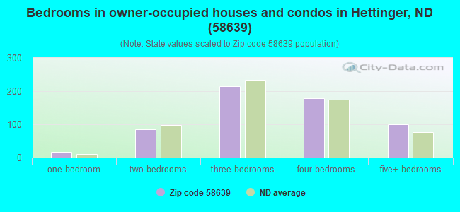 Bedrooms in owner-occupied houses and condos in Hettinger, ND (58639) 
