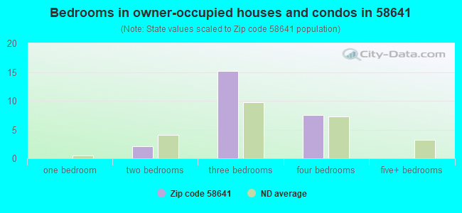 Bedrooms in owner-occupied houses and condos in 58641 