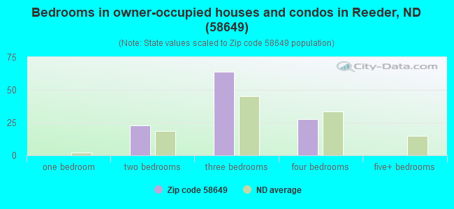 Bedrooms in owner-occupied houses and condos in Reeder, ND (58649) 