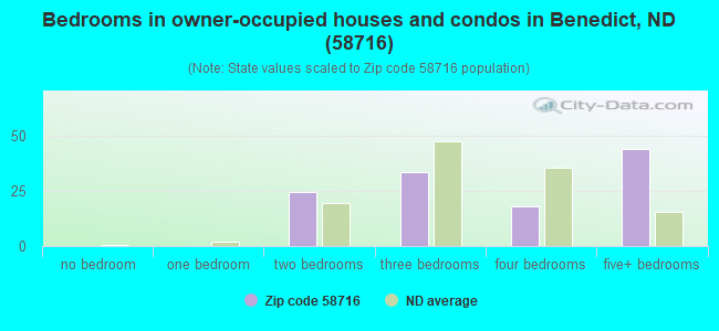 Bedrooms in owner-occupied houses and condos in Benedict, ND (58716) 