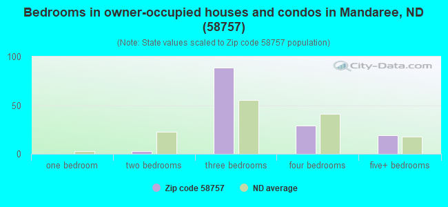 Bedrooms in owner-occupied houses and condos in Mandaree, ND (58757) 
