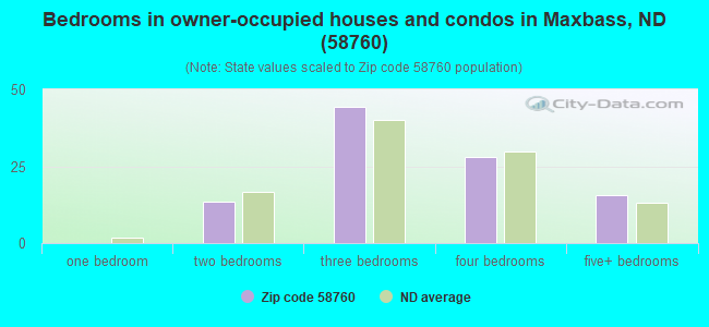 Bedrooms in owner-occupied houses and condos in Maxbass, ND (58760) 