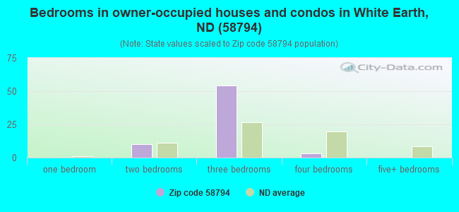 Bedrooms in owner-occupied houses and condos in White Earth, ND (58794) 