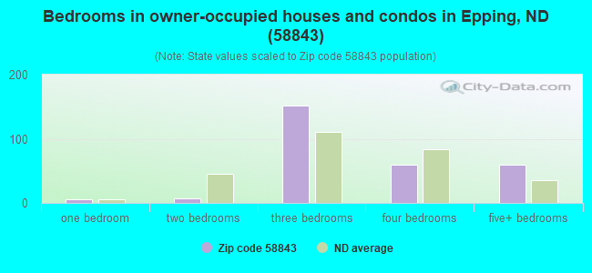 Bedrooms in owner-occupied houses and condos in Epping, ND (58843) 