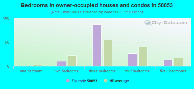 Bedrooms in owner-occupied houses and condos in 58853 