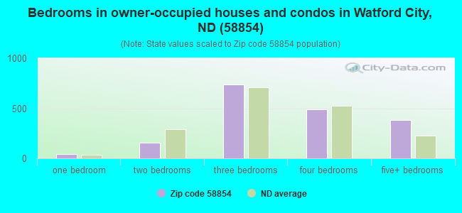 Bedrooms in owner-occupied houses and condos in Watford City, ND (58854) 