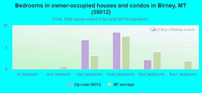 Bedrooms in owner-occupied houses and condos in Birney, MT (59012) 