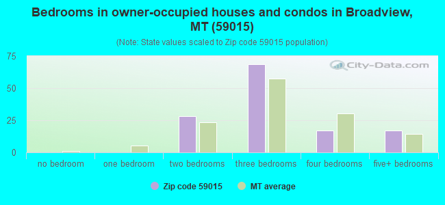 Bedrooms in owner-occupied houses and condos in Broadview, MT (59015) 