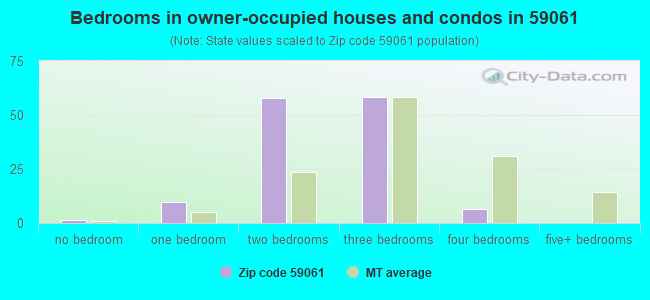Bedrooms in owner-occupied houses and condos in 59061 
