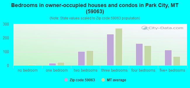 Bedrooms in owner-occupied houses and condos in Park City, MT (59063) 