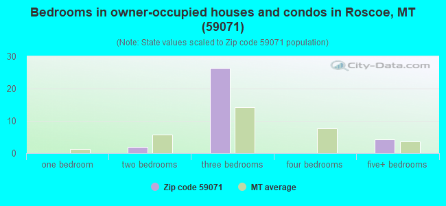 Bedrooms in owner-occupied houses and condos in Roscoe, MT (59071) 