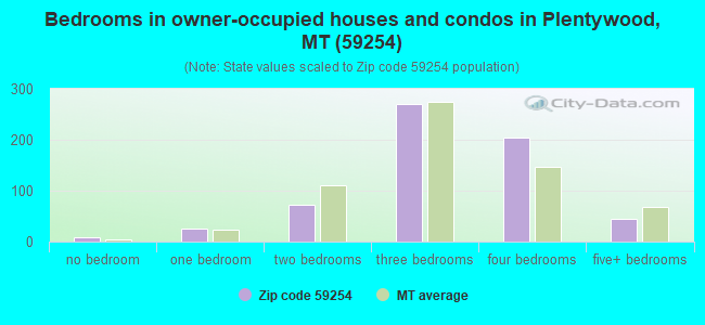 Bedrooms in owner-occupied houses and condos in Plentywood, MT (59254) 