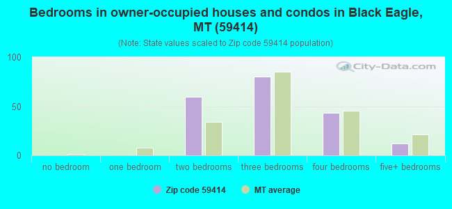 Bedrooms in owner-occupied houses and condos in Black Eagle, MT (59414) 