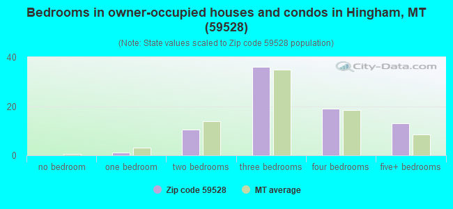 Bedrooms in owner-occupied houses and condos in Hingham, MT (59528) 