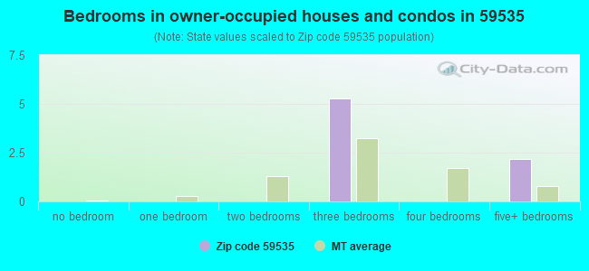 Bedrooms in owner-occupied houses and condos in 59535 