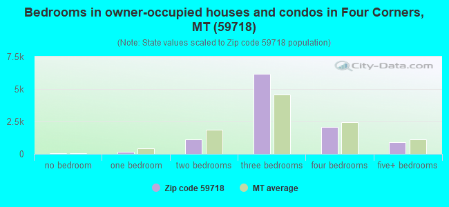 Bedrooms in owner-occupied houses and condos in Four Corners, MT (59718) 