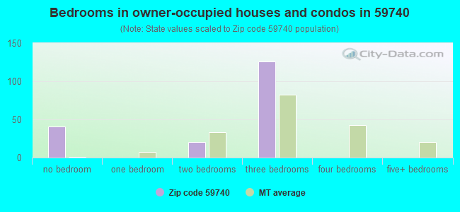 Bedrooms in owner-occupied houses and condos in 59740 