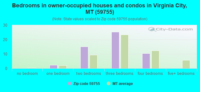 Bedrooms in owner-occupied houses and condos in Virginia City, MT (59755) 