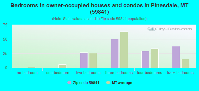 Bedrooms in owner-occupied houses and condos in Pinesdale, MT (59841) 