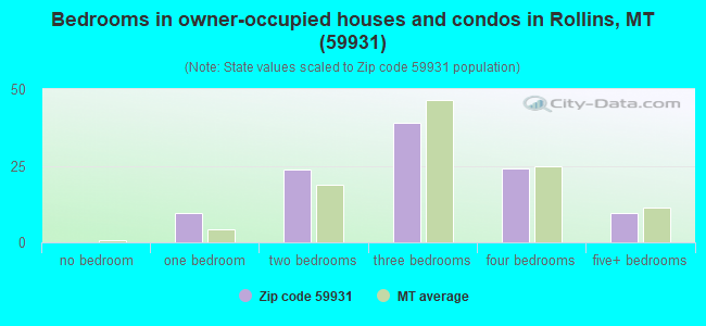 Bedrooms in owner-occupied houses and condos in Rollins, MT (59931) 