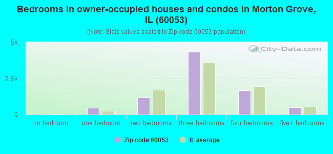 Bedrooms in owner-occupied houses and condos in Morton Grove, IL (60053) 