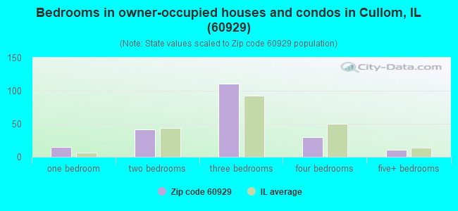 Bedrooms in owner-occupied houses and condos in Cullom, IL (60929) 