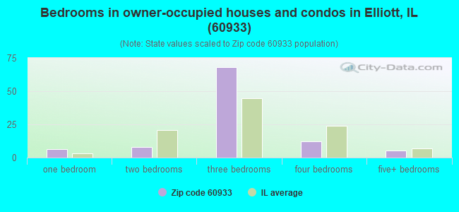 Bedrooms in owner-occupied houses and condos in Elliott, IL (60933) 