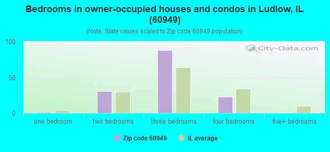 Bedrooms in owner-occupied houses and condos in Ludlow, IL (60949) 