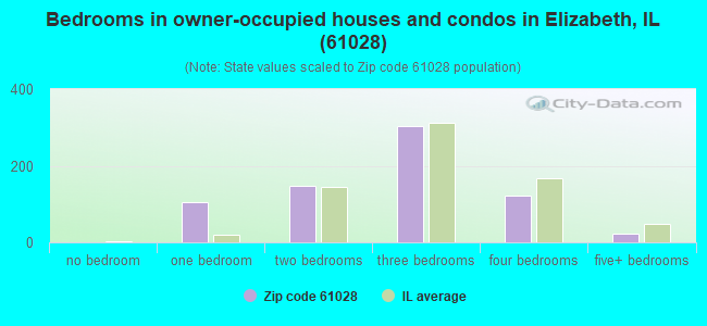 Bedrooms in owner-occupied houses and condos in Elizabeth, IL (61028) 