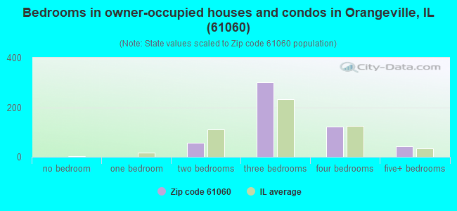 Bedrooms in owner-occupied houses and condos in Orangeville, IL (61060) 