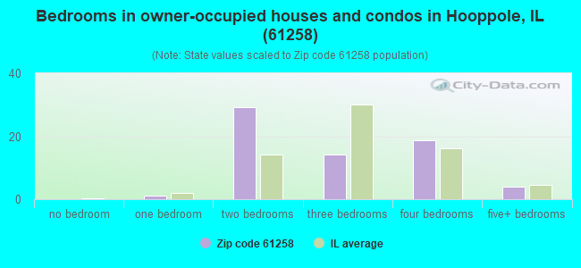 Bedrooms in owner-occupied houses and condos in Hooppole, IL (61258) 