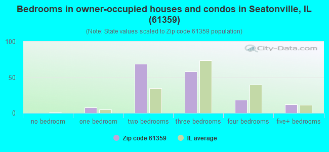Bedrooms in owner-occupied houses and condos in Seatonville, IL (61359) 