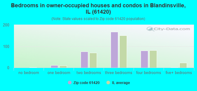 Bedrooms in owner-occupied houses and condos in Blandinsville, IL (61420) 