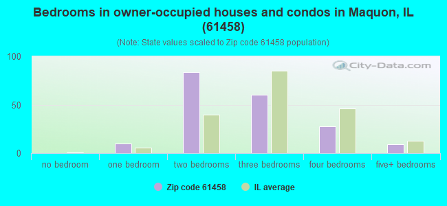 Bedrooms in owner-occupied houses and condos in Maquon, IL (61458) 