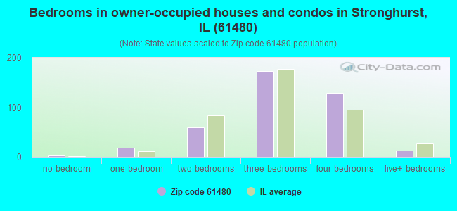 Bedrooms in owner-occupied houses and condos in Stronghurst, IL (61480) 