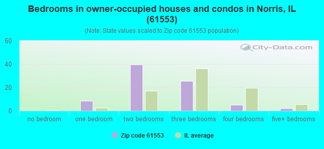 Bedrooms in owner-occupied houses and condos in Norris, IL (61553) 