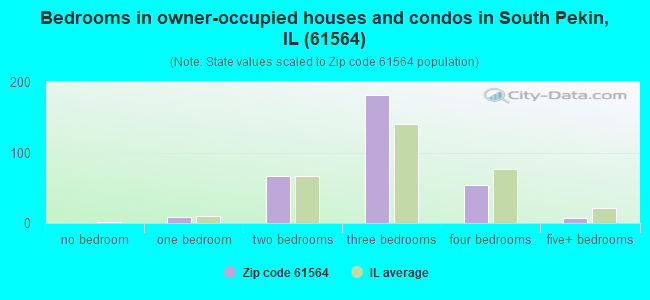 Bedrooms in owner-occupied houses and condos in South Pekin, IL (61564) 