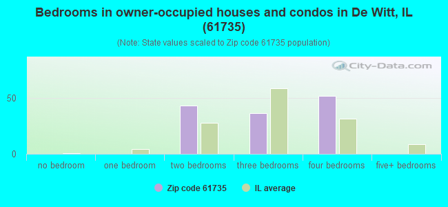 Bedrooms in owner-occupied houses and condos in De Witt, IL (61735) 