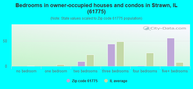 Bedrooms in owner-occupied houses and condos in Strawn, IL (61775) 