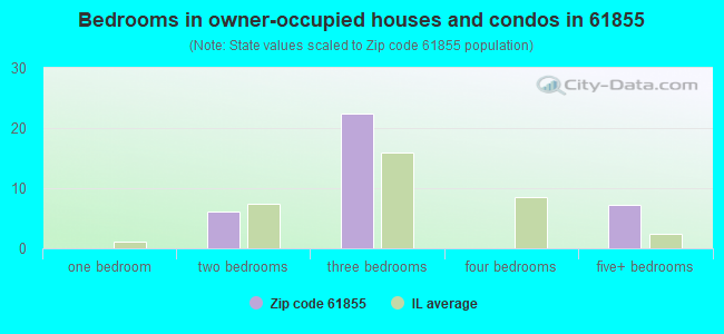 Bedrooms in owner-occupied houses and condos in 61855 
