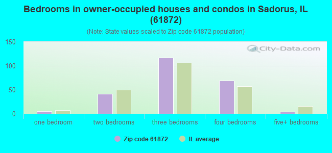 Bedrooms in owner-occupied houses and condos in Sadorus, IL (61872) 