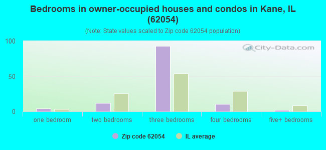 Bedrooms in owner-occupied houses and condos in Kane, IL (62054) 