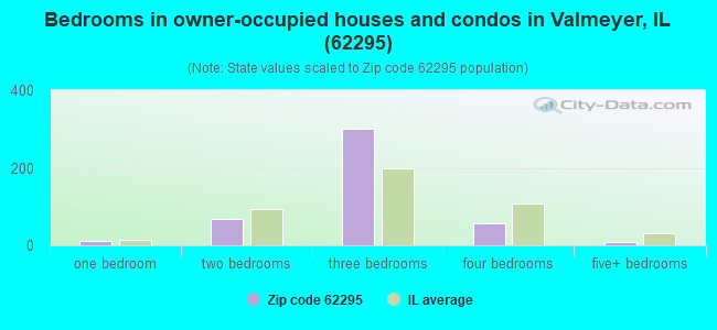 Bedrooms in owner-occupied houses and condos in Valmeyer, IL (62295) 