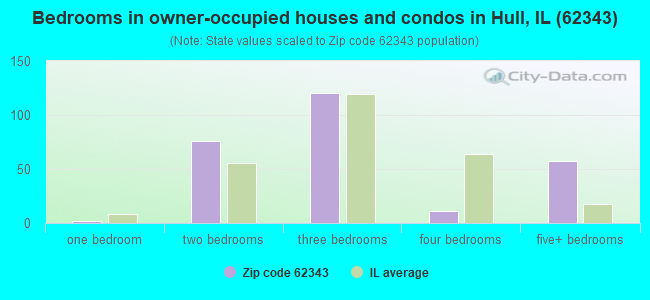 Bedrooms in owner-occupied houses and condos in Hull, IL (62343) 