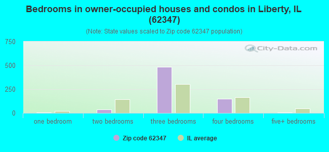 Bedrooms in owner-occupied houses and condos in Liberty, IL (62347) 