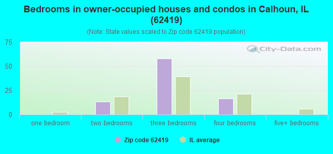 Bedrooms in owner-occupied houses and condos in Calhoun, IL (62419) 