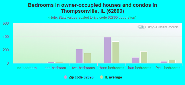 Bedrooms in owner-occupied houses and condos in Thompsonville, IL (62890) 